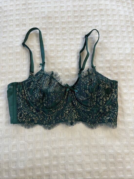 Victoria's Secret Other - Victoria's Secret 32C Dream Angels Push-up Without Padding Green Blue Lace